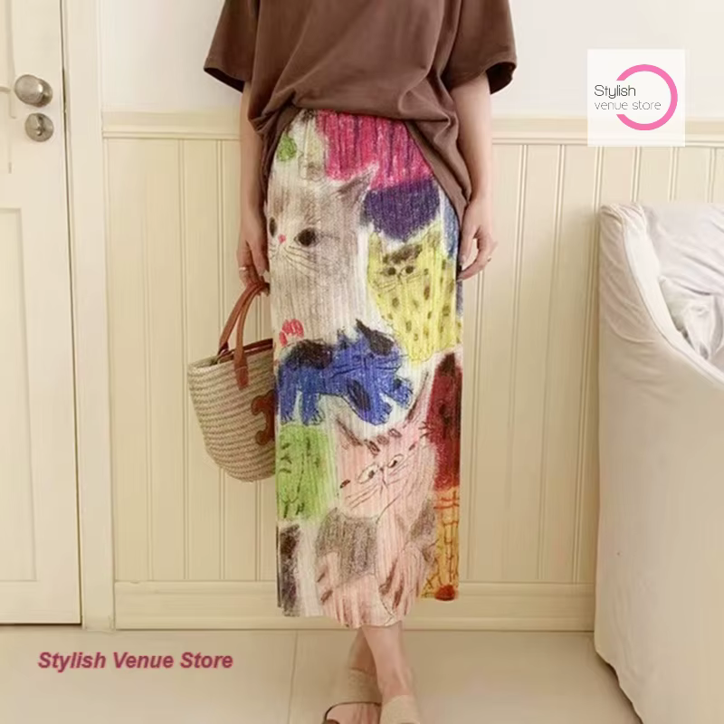 Jupe plissée imprimée Issey Miyake haut de gamme de style japonais pour femme, niche d'été, slim, ha