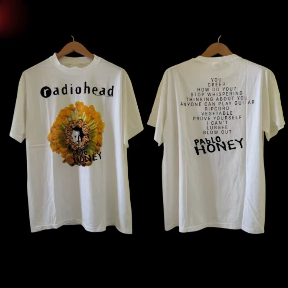 T-shirt rétro Radiohead Pablo Honey Tour 1993 ; Chemise streetwear en pur coton pour toutes les sais
