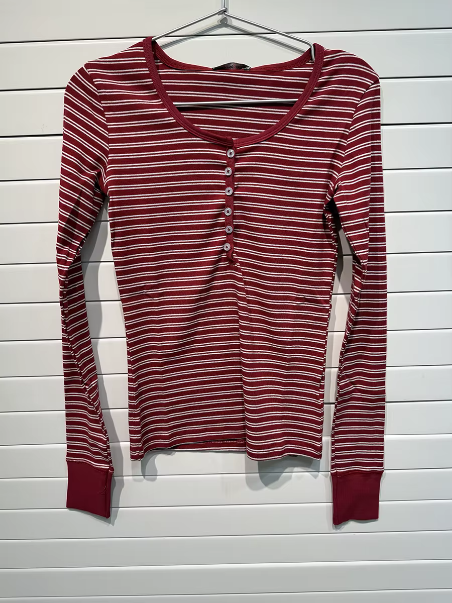 T-shirts à boutons rayés marron pour femmes, décontractés et chics, en coton, patchwork, manches lon