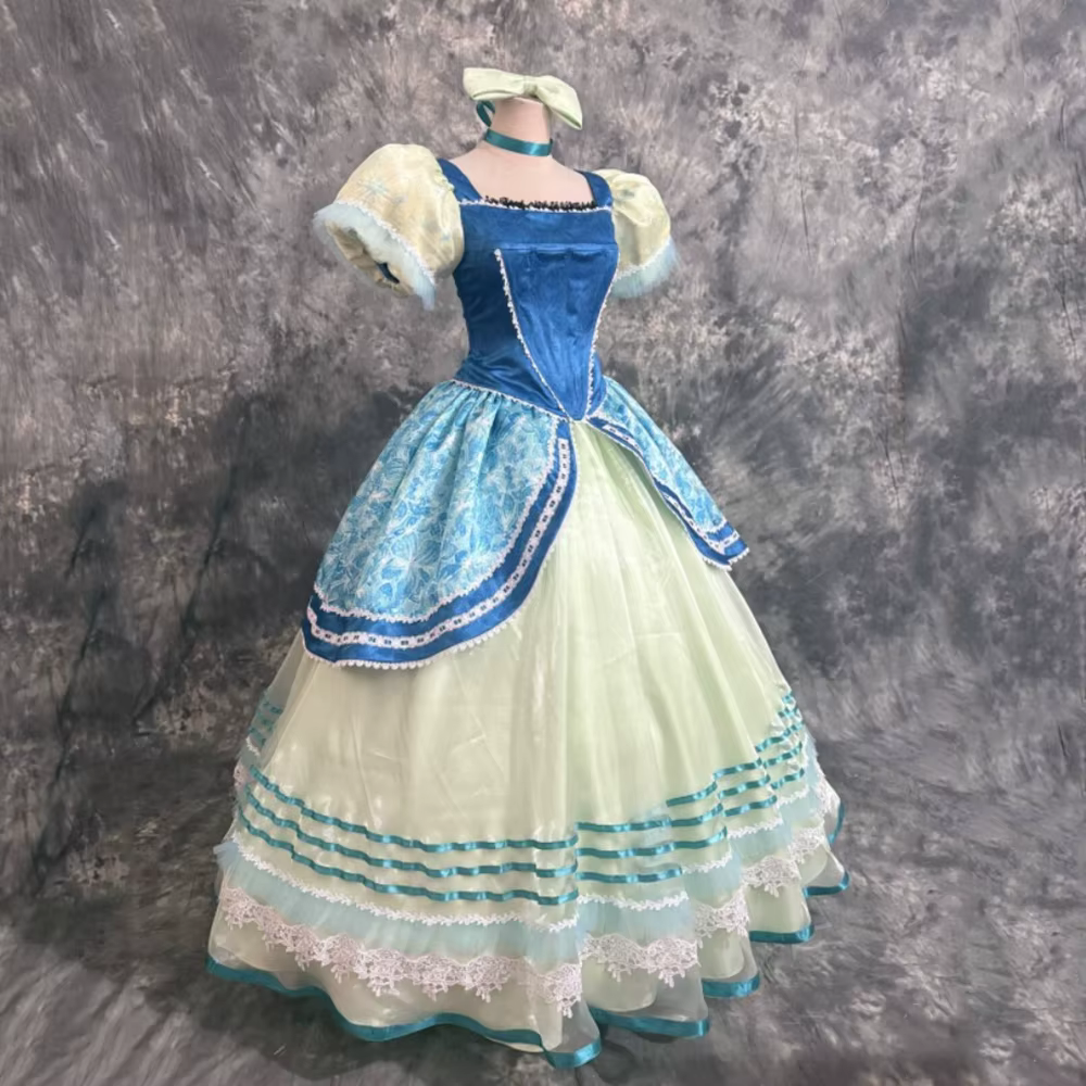 Robe de princesse bleue pour femme, costume de cosplay, robe de bal sur mesure, robe de soirée, cost