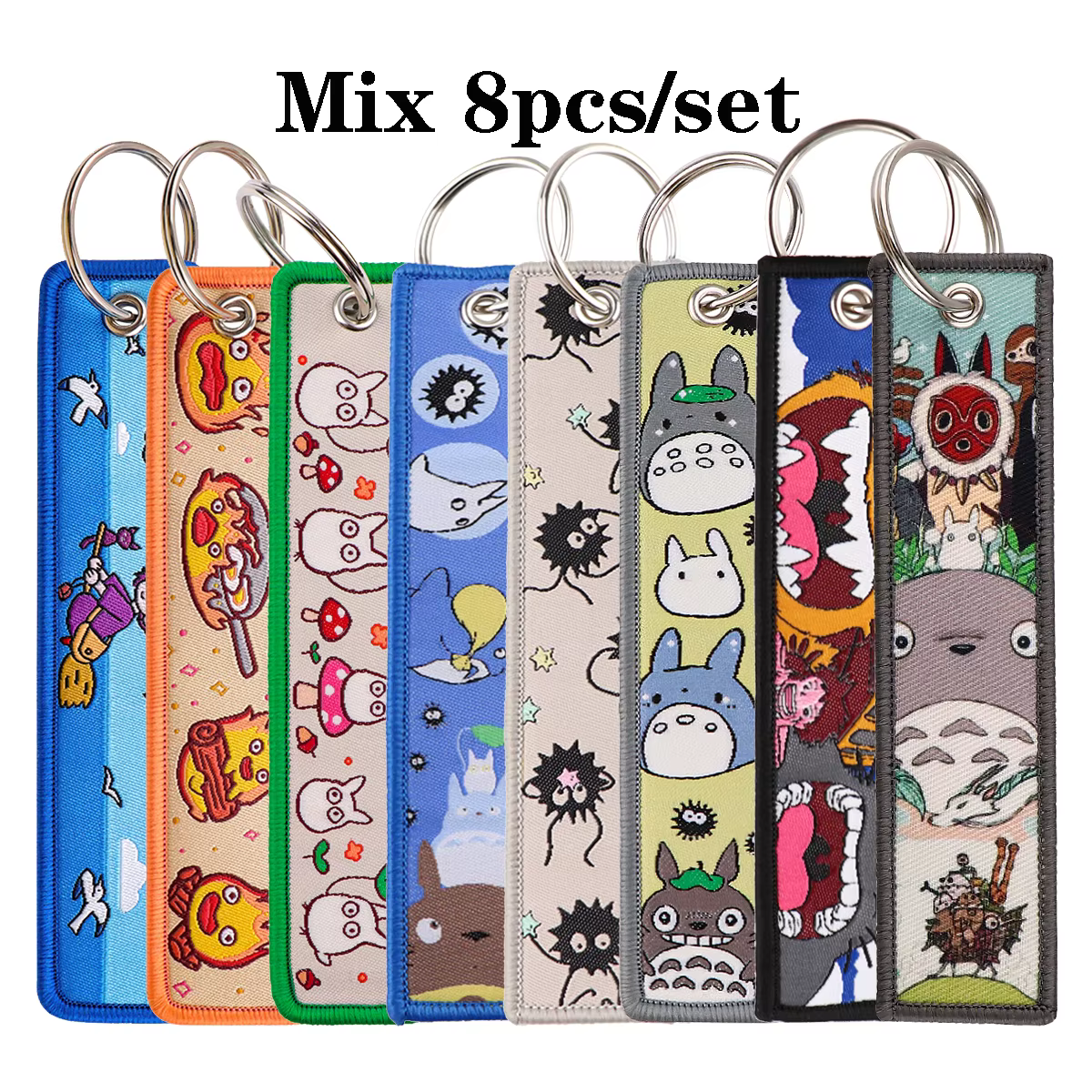 Mélanger 8 pièces/ensemble Kawaii Anime elfes broderie porte-clés pour motos voitures sac à dos port