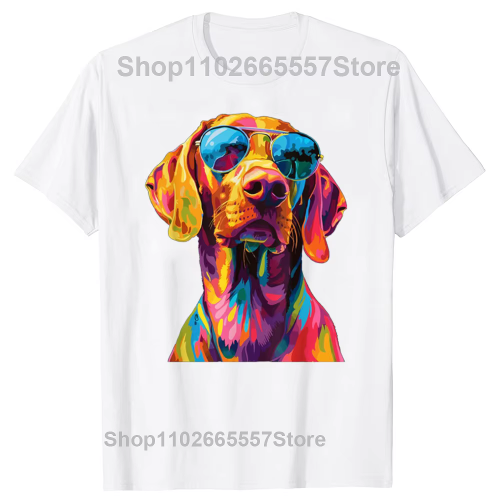 T-shirt graphique de chien Vizsla pour hommes et femmes, 100% coton, décontracté, mode, design pop a