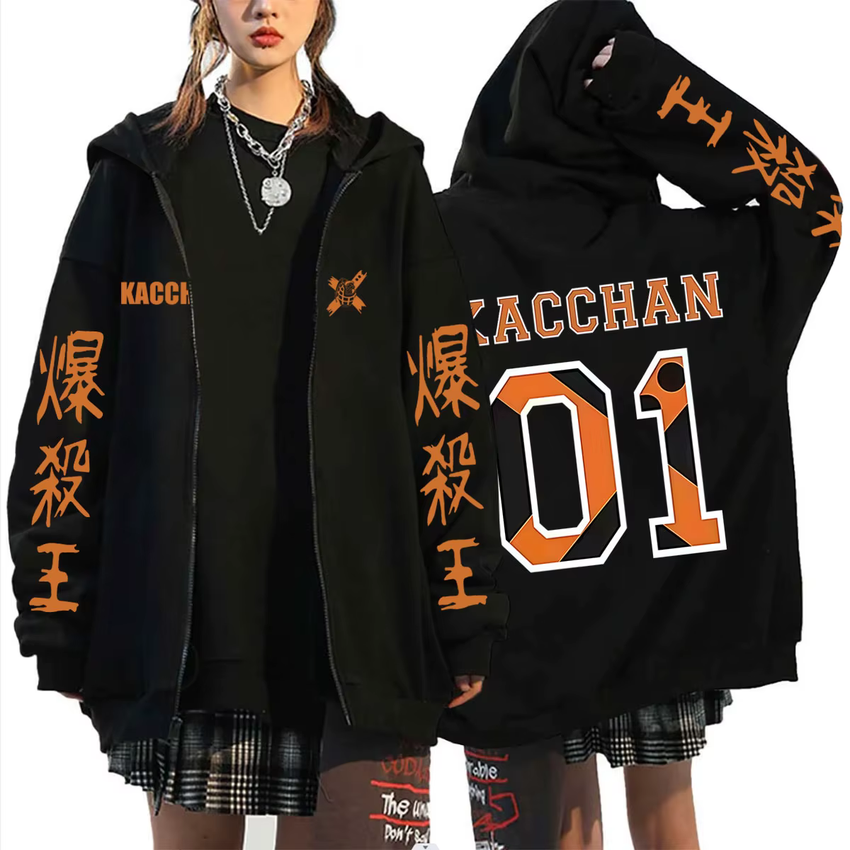 Sweat à capuche zippé Anime My Hero Academia Bakugou Katsuki pour hommes et femmes, sweat à capuche 