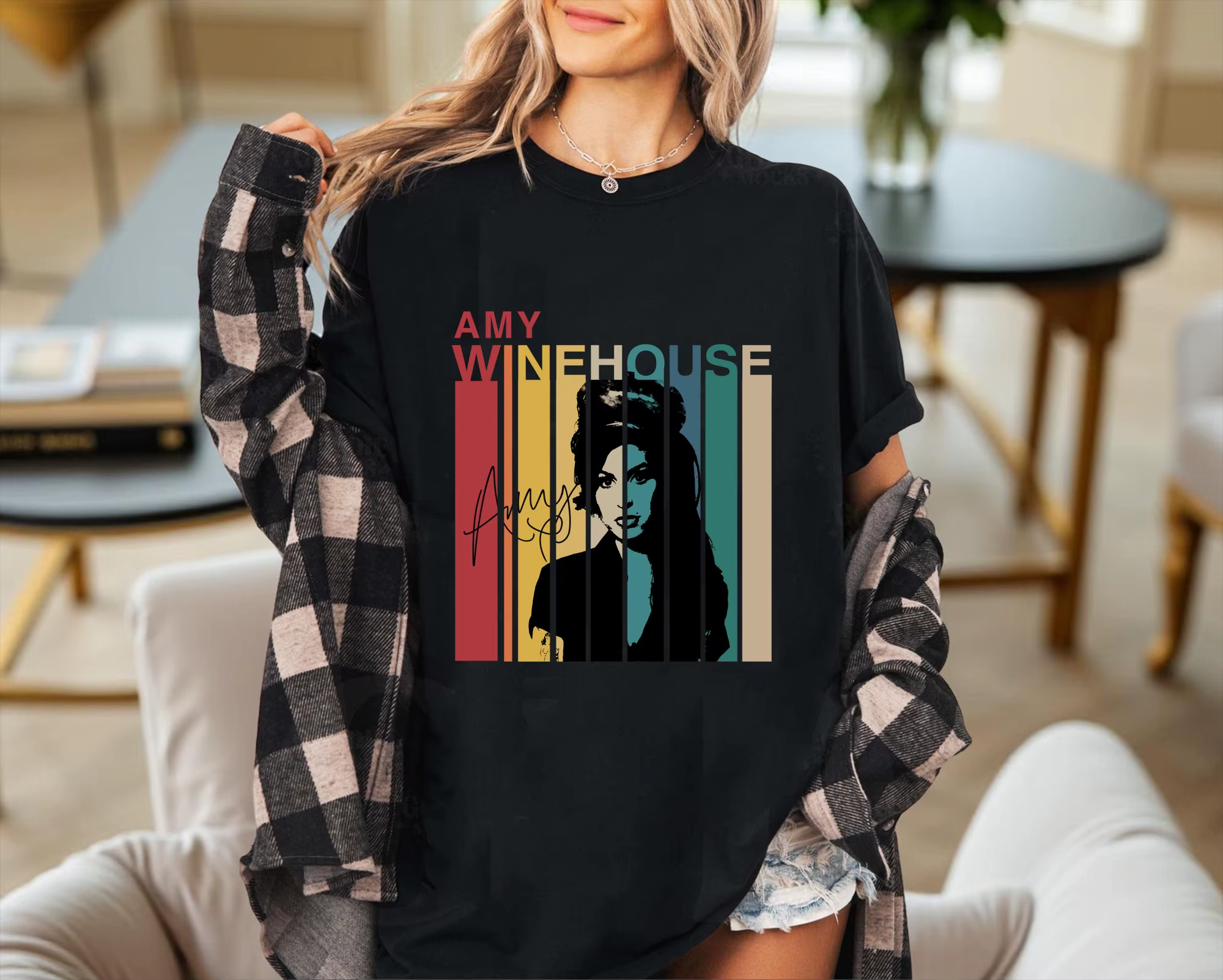 T-shirt imprimé Amy Winehouse pour femmes, tendance mode printemps/été, haut en pur coton, T-shirt n
