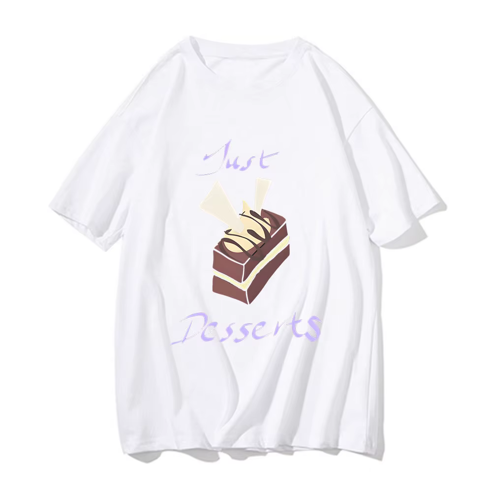 T-shirt Humoristique Just Dessert pour Homme et Femme, à Manches Courtes, en Coton, Confortable, Col