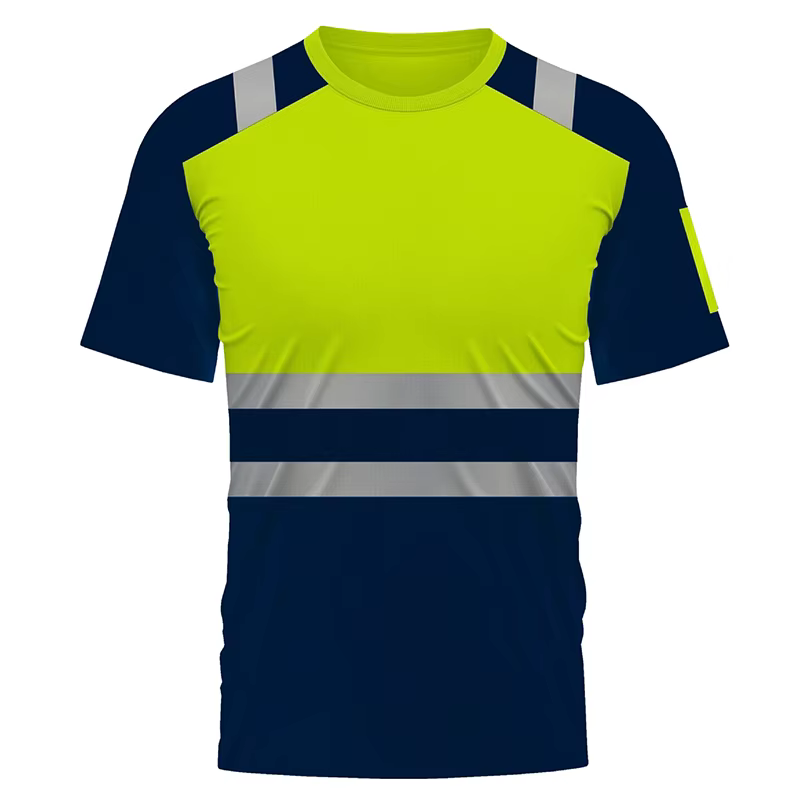Chemise de travail bicolore jaune et marine pour hommes, chemise de construction à manches longues, 