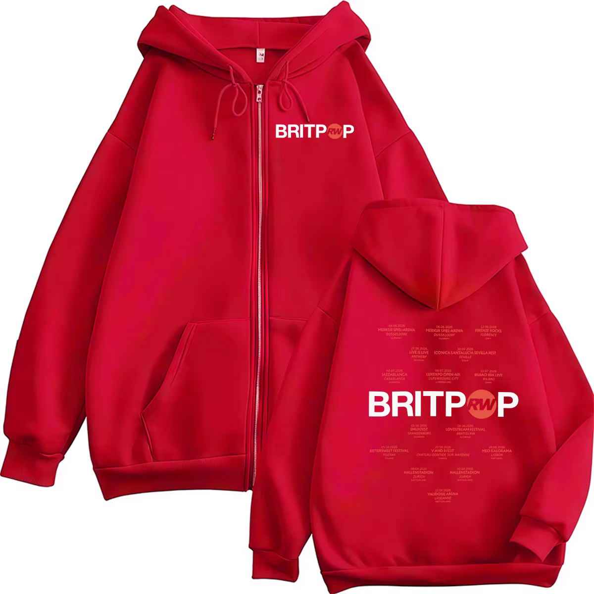 Robbie Williams BRITPOP Album 2026 – Sweat à capuche zippé imprimé pour homme et femme, style rétro,