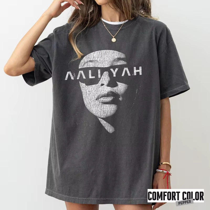T-shirt Aaliyah R&B Music Icon, t-shirt en coton rétro des années 90, t-shirt d'été en coton pour ho