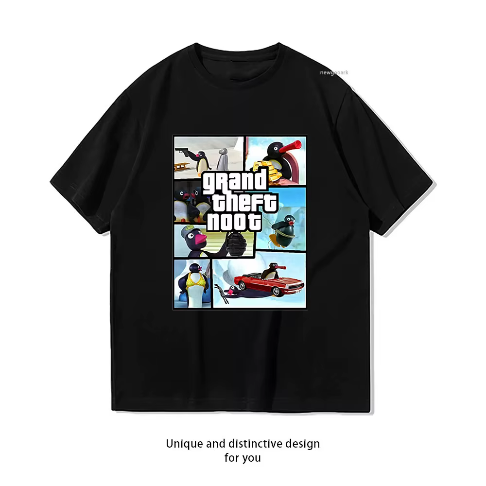 Grands Theft Noot Pingu Penguins GTA Summer Woman Man Casual Breathable Printed T-shirt fashion stre