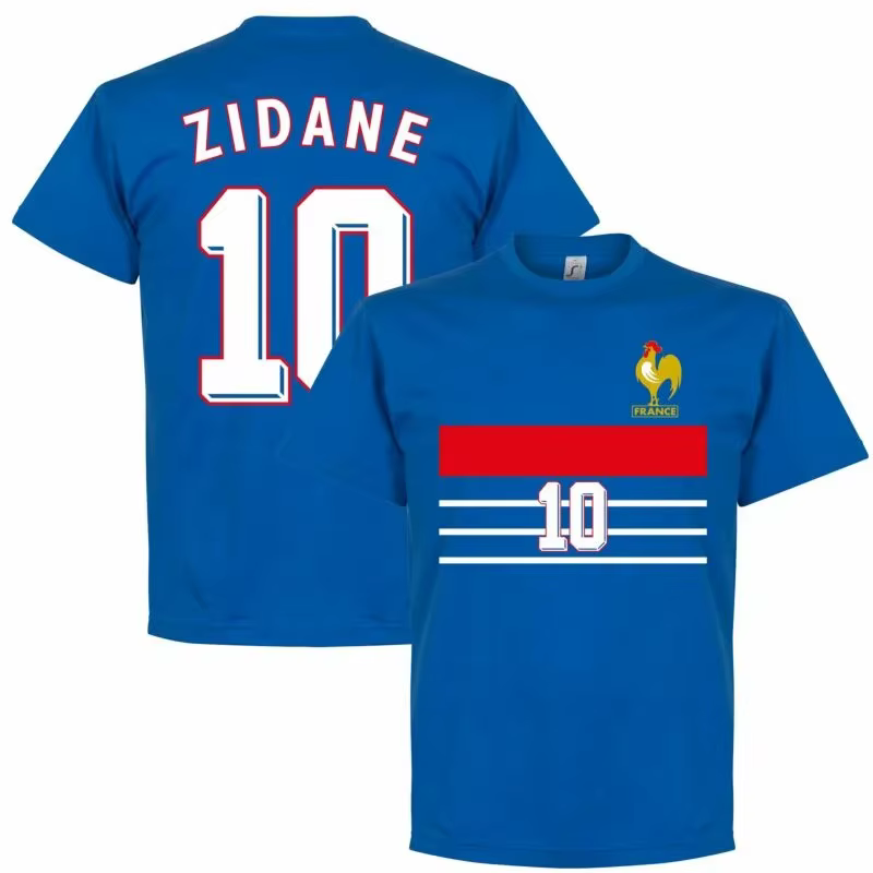 T-shirt décontracté rétro Zidane 10 France été 1998 en jersey doux pour hommes, femmes et enfants – 