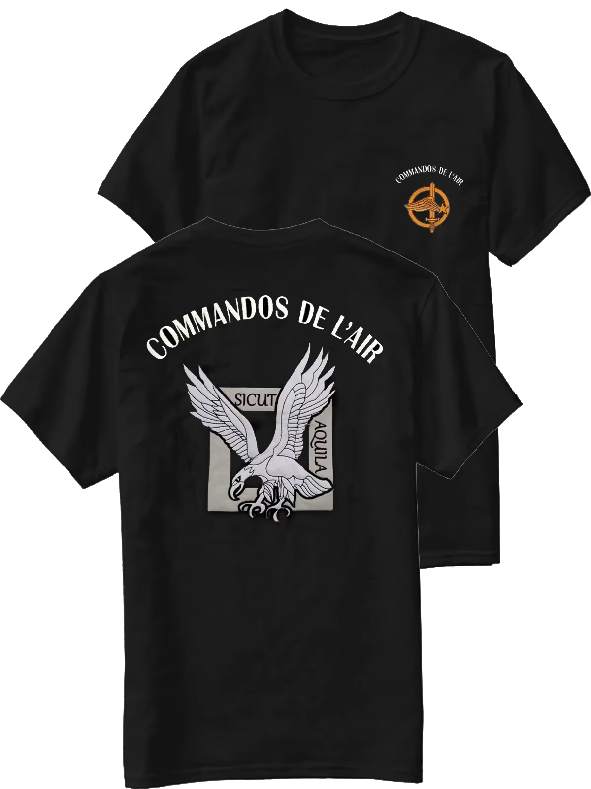 T-shirt Commando de l'Armée de l'Air française « Sicut Aquila » – Style décontracté à manches courte
