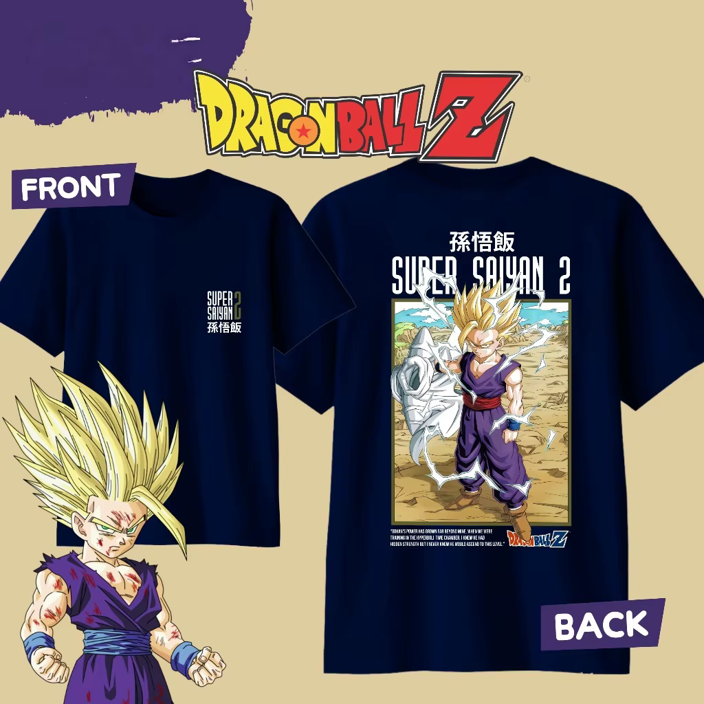 T-shirt Dragon Ball Été 2026 100% Coton Gohan Super Saiyan 2 Coupe Ample Respirant Streetwear Unisex