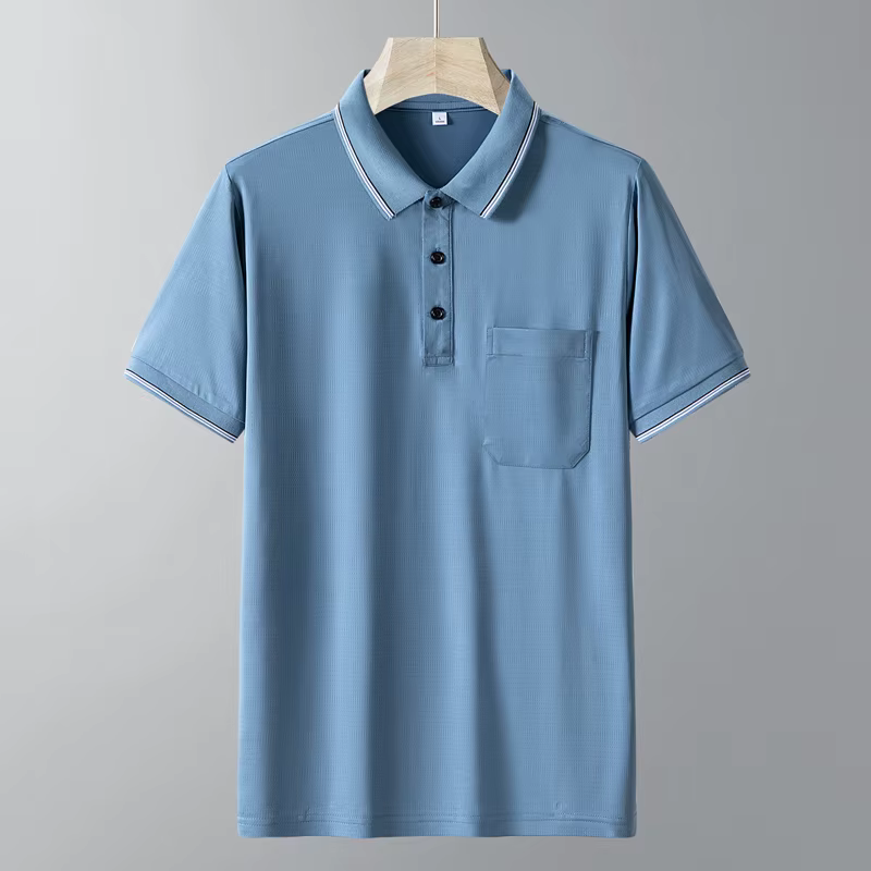Polo Homme de Marque à Col Revers et Poche, Manches Courtes, Respirant, Tenue Décontractée d'Été pou