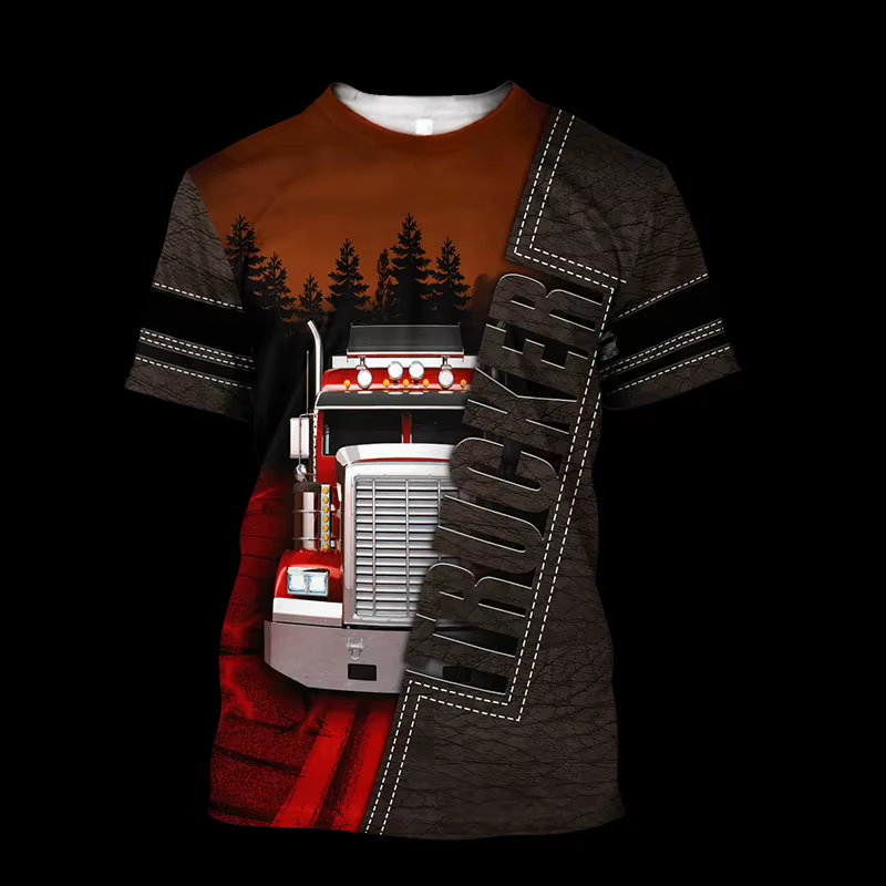 T-shirt à manches courtes imprimé 3D pour hommes et femmes, Camionneur Cargo, Vêtements d'été, Respz