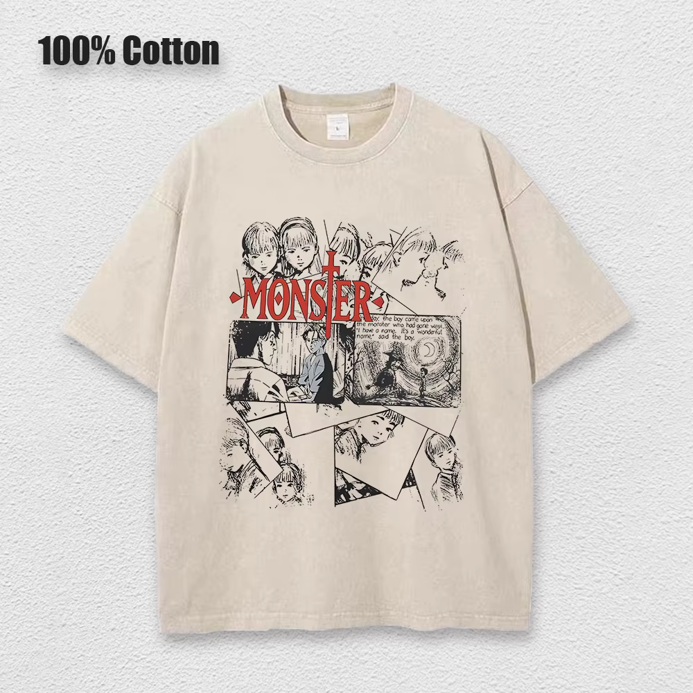 Anime monstre T-Shirts lavé hommes femmes coton Harajuku T-Shirts de haute qualité rétro pour hommes