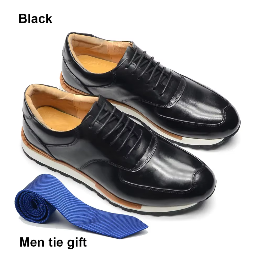 Marque chic en cuir véritable hommes baskets décontractées chaussures mode européenne automne hiver 
