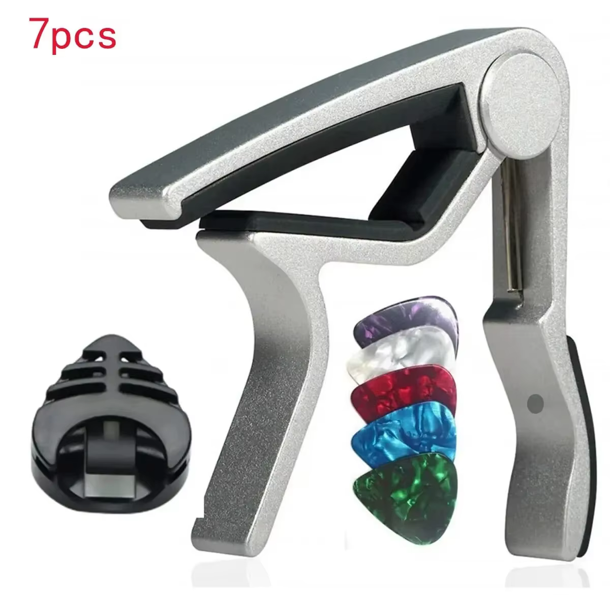 Capodastre de guitare 7 pièces pour guitares acoustiques et électriques avec 5 plectres gratuitement