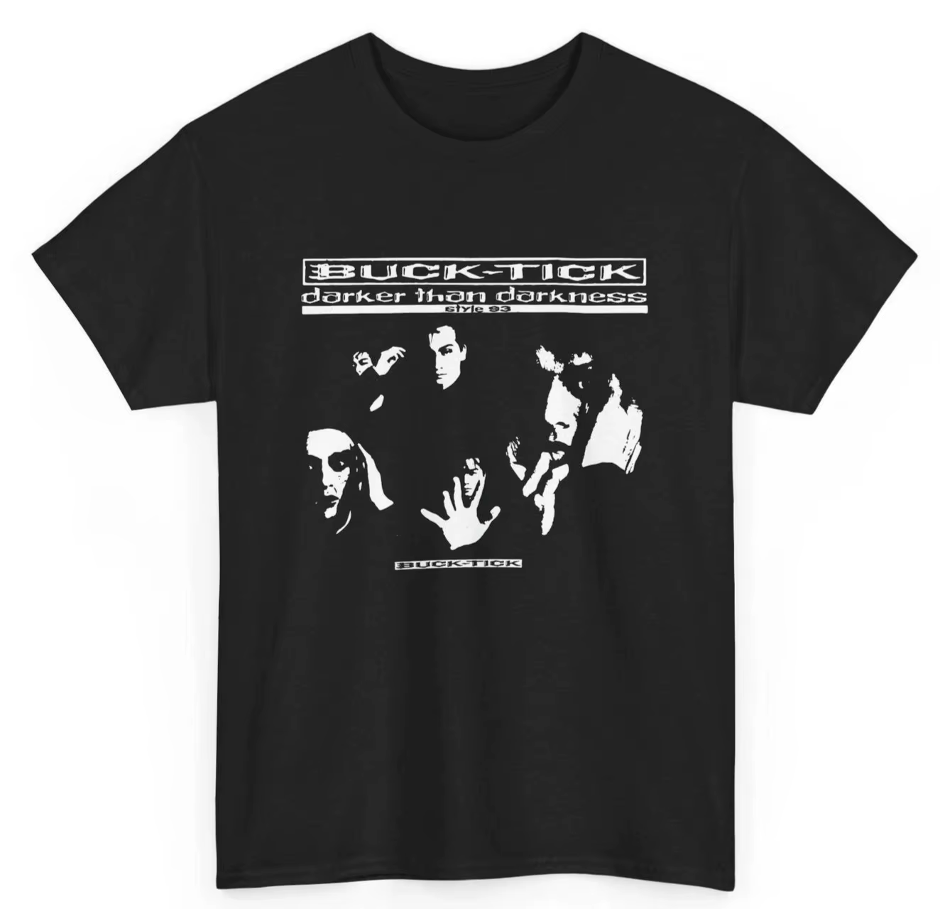 T-shirt de la tournée Buck-Tick Darker Than Darkness 1993 ; T-shirt surdimensionné en pur coton pour