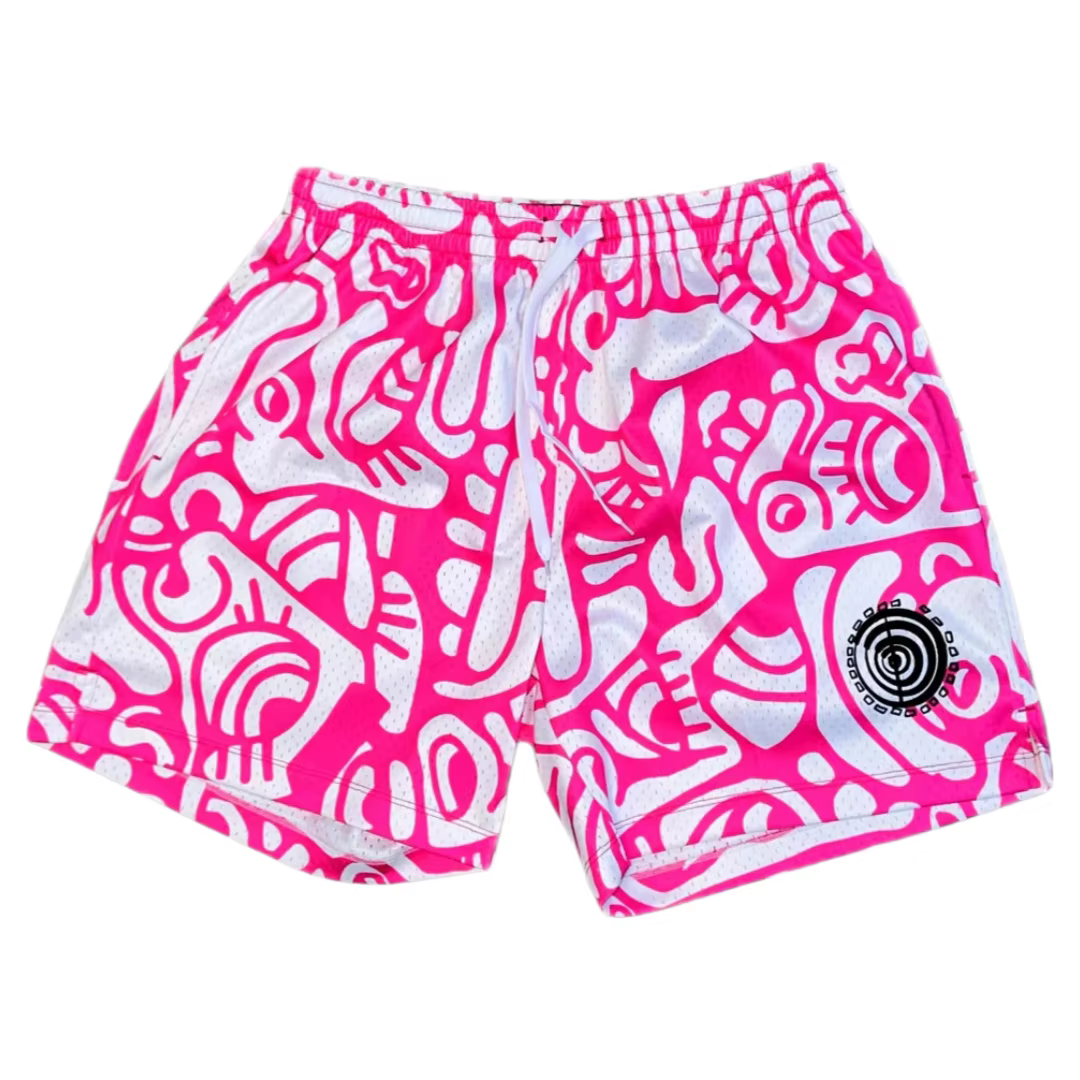 Shorts Athleisure pour Hommes Style Graffiti Urbain et Totem Tribal Primitif, Séchage Rapide, Légers
