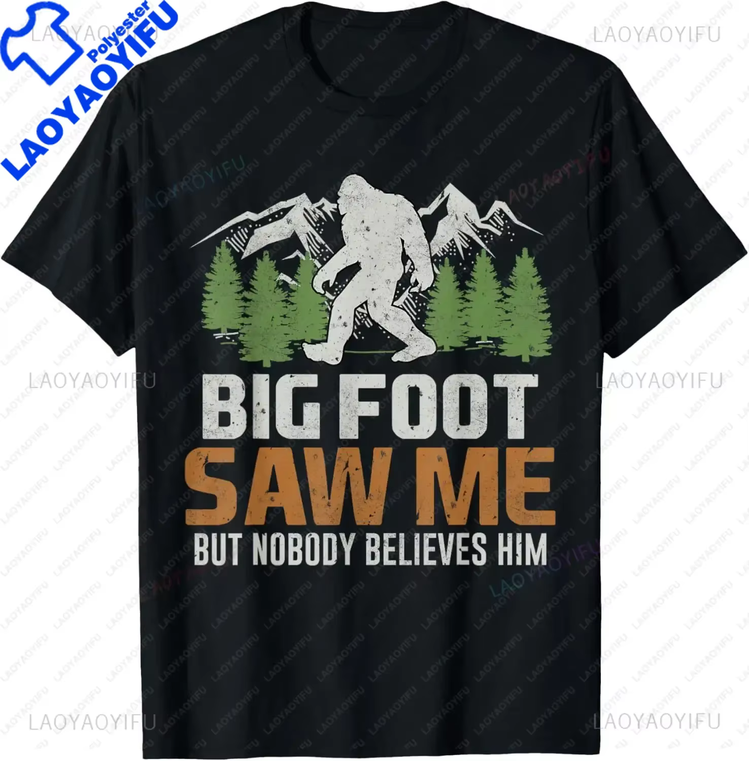 Bigfoot-T-shirt manches courtes homme, estival et décontracté, avec image humoristique imprimée, à l