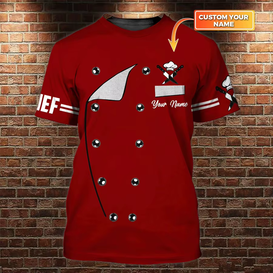 T-shirt unisexe avec nom personnalisé pour homme, T-shirt décontracté, T-shirt cool, Cuisine, Chef, 