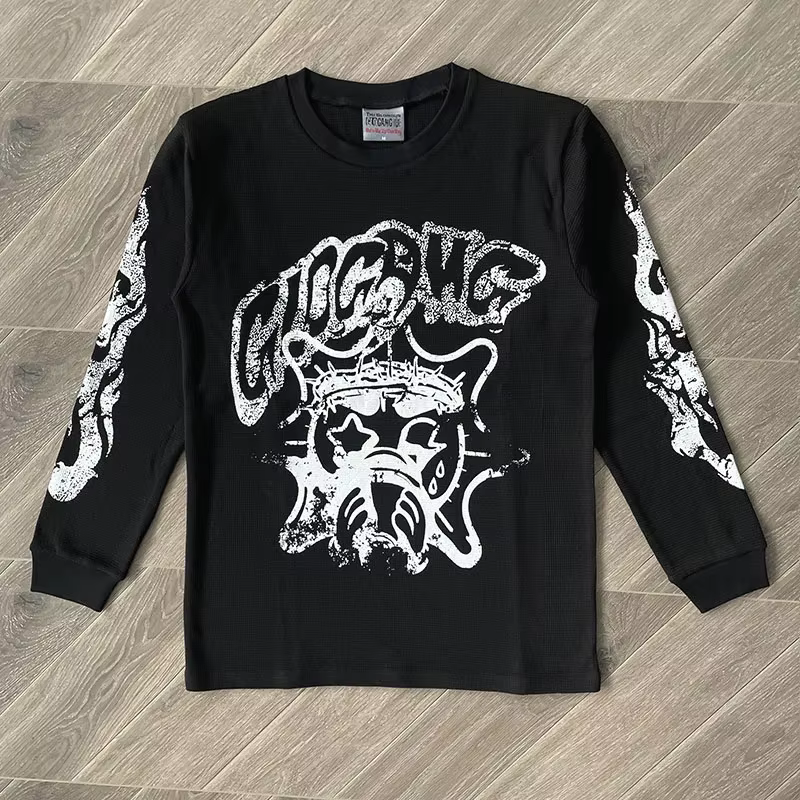 Glo Gang Eroded Glo T-shirt thermique dessin animé T-shirt en coton à manches longues mode européenn