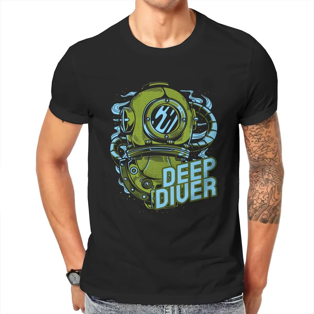 T-shirt de style plongeur profond pour hommes, vêtements de plongée sous-marine, t-shirt graphique H