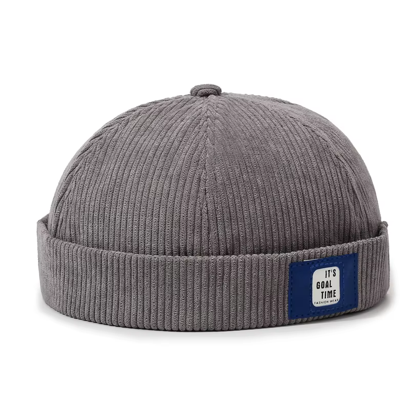 Casquette en velours côtelé Patch Landlord - Style tendance streetwear et moto, ambiance élégante et