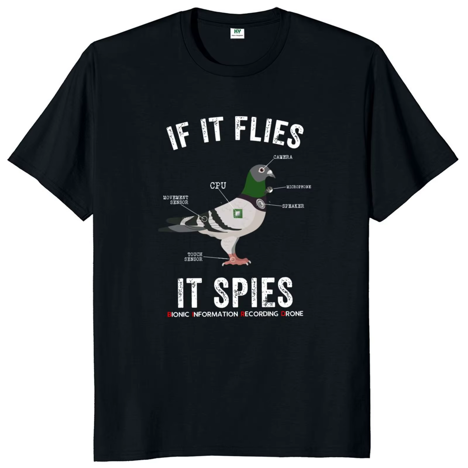 Si il vole les épis les oiseaux ne sont pas réels t-shirt drôle Nerd Drone théorie du complot t-shir