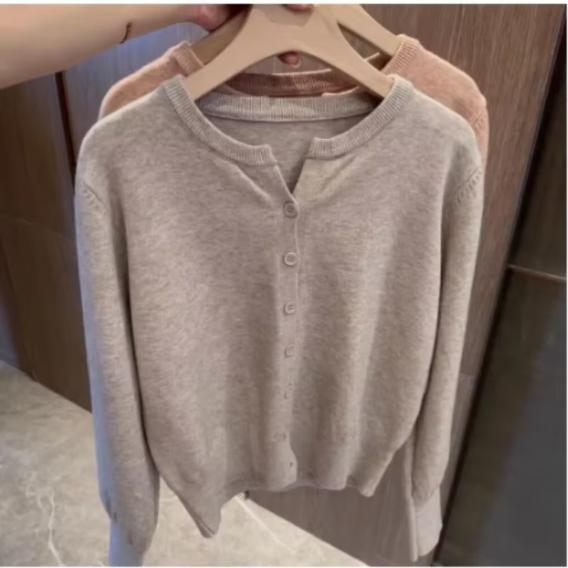 Nouvelle Collection 2026 – Pull court en cachemire tricoté molletonné pour femme, col rond, chaud, s