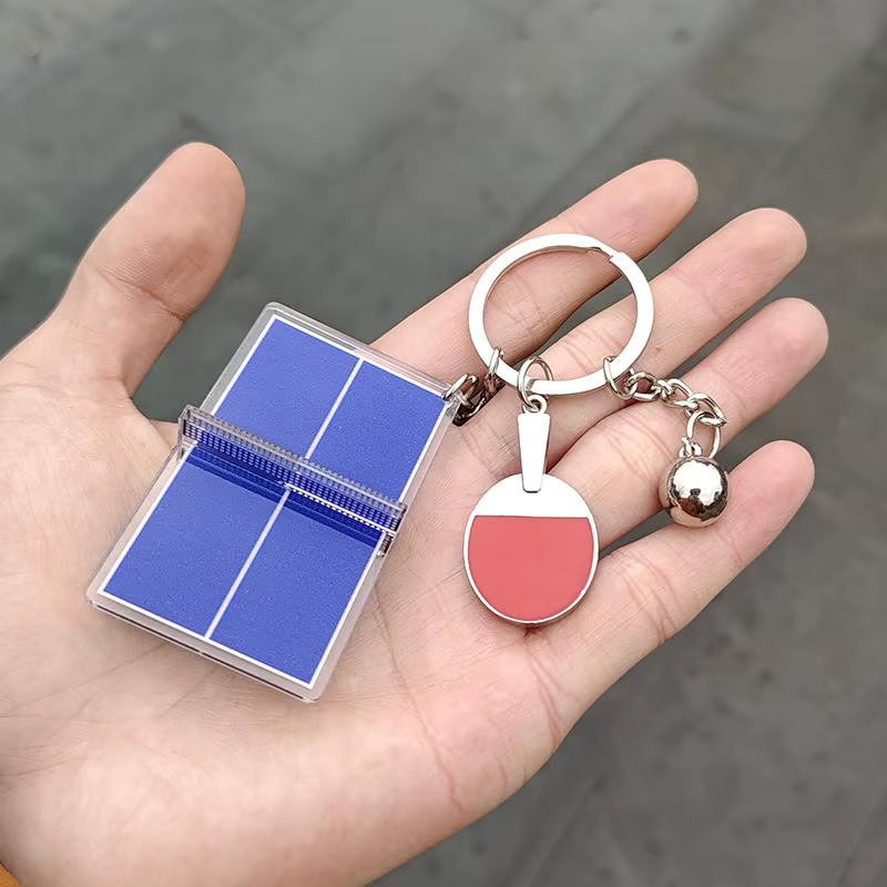 Porte-clés en acrylique sur le thème du sport – Tennis de table et badminton, design 3D, mini accent