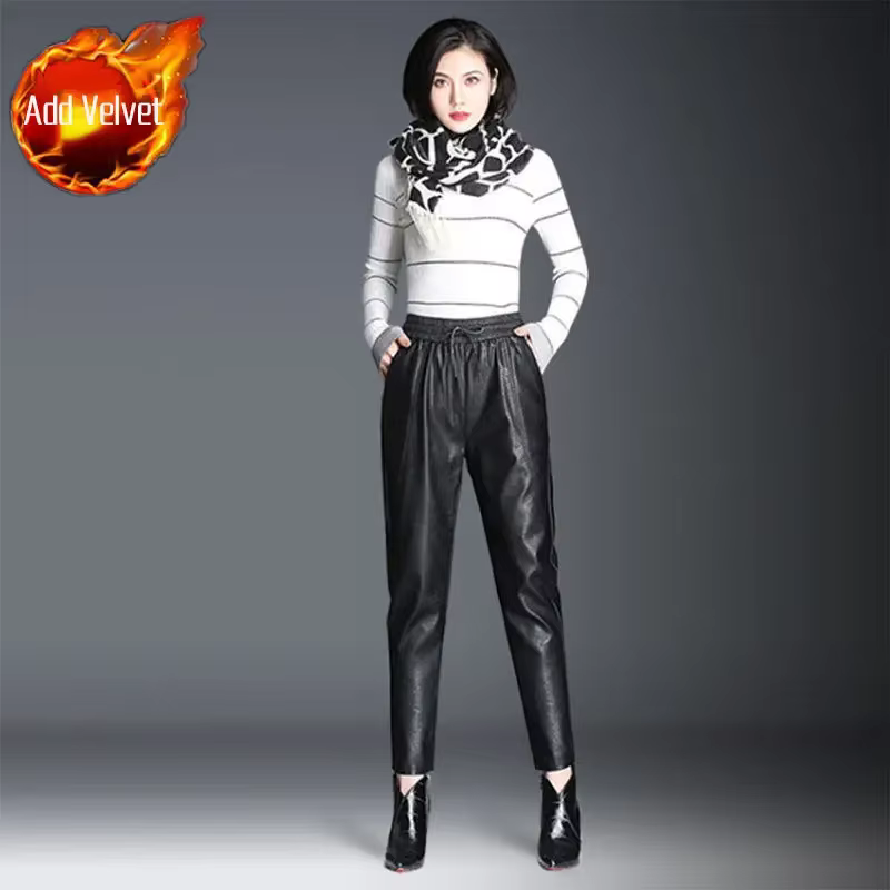 Sarouel décontracté en cuir PU femme pantalon G haute qualité taille unique Chic et élégant vêtement