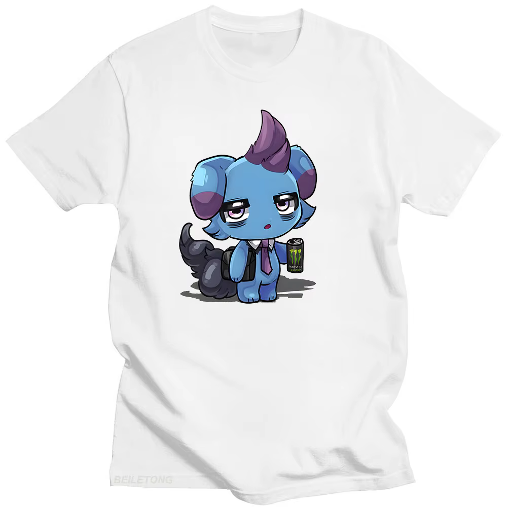 Palworld-T-Shirt Espresso à Col Rond en Coton avec Imprimé de Dessin Animé, Vêtement Kawaii pour Pri