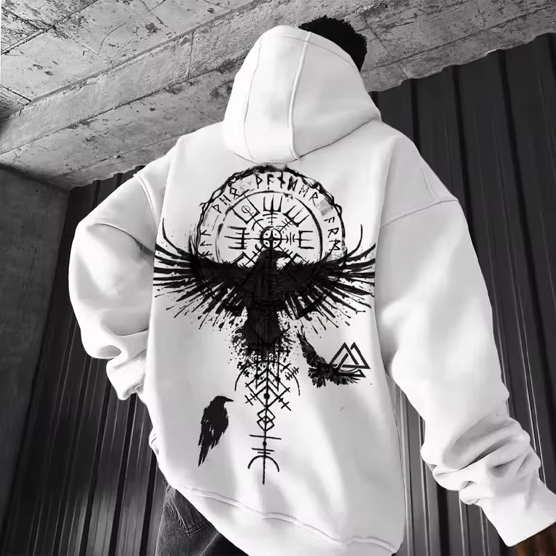2025 Totem Viking Eagle Print Y2K hommes à manches longues sweat à capuche automne hiver quotidien e