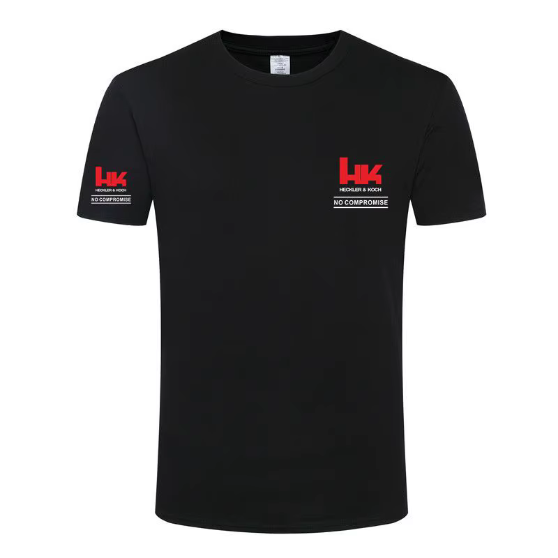 HRovler Koch Ian Logo T-shirt de tir en plein air pour hommes et femmes, H & K MP5 G3 G36 USP Pistol