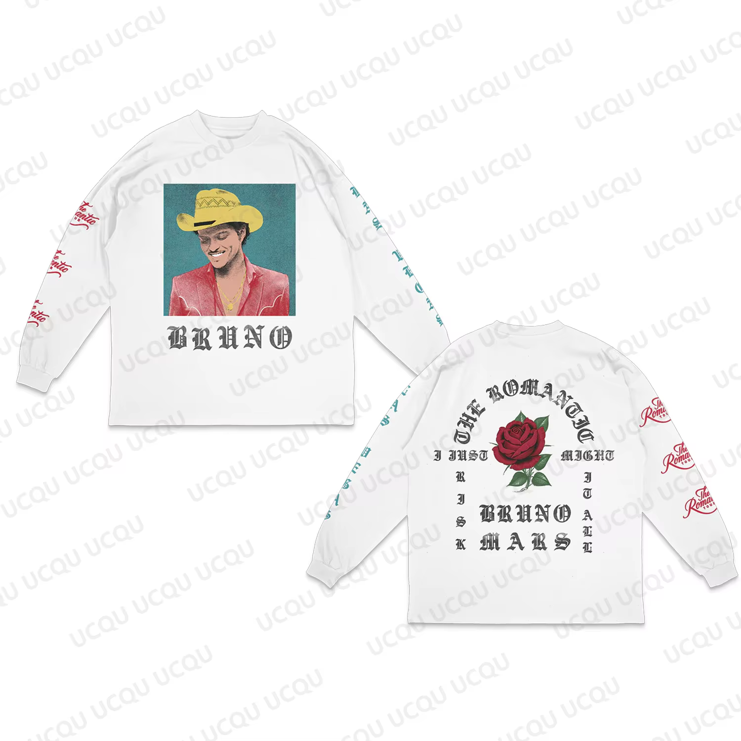 T-shirt à manches longues édition limitée The Romantic Tour 2026 Las Vegas, inspiré de Bruno Mars, p