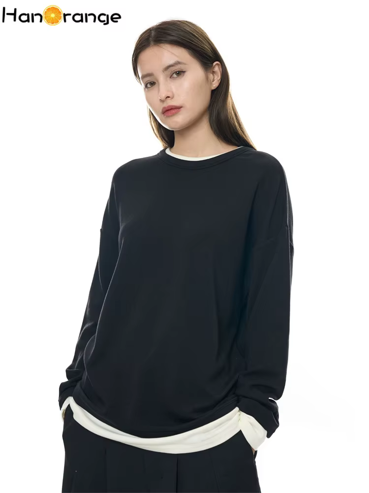 T-shirt en molleton brossé effet deux pièces HanOrange 2026, collection Printemps Précoce, pour femm