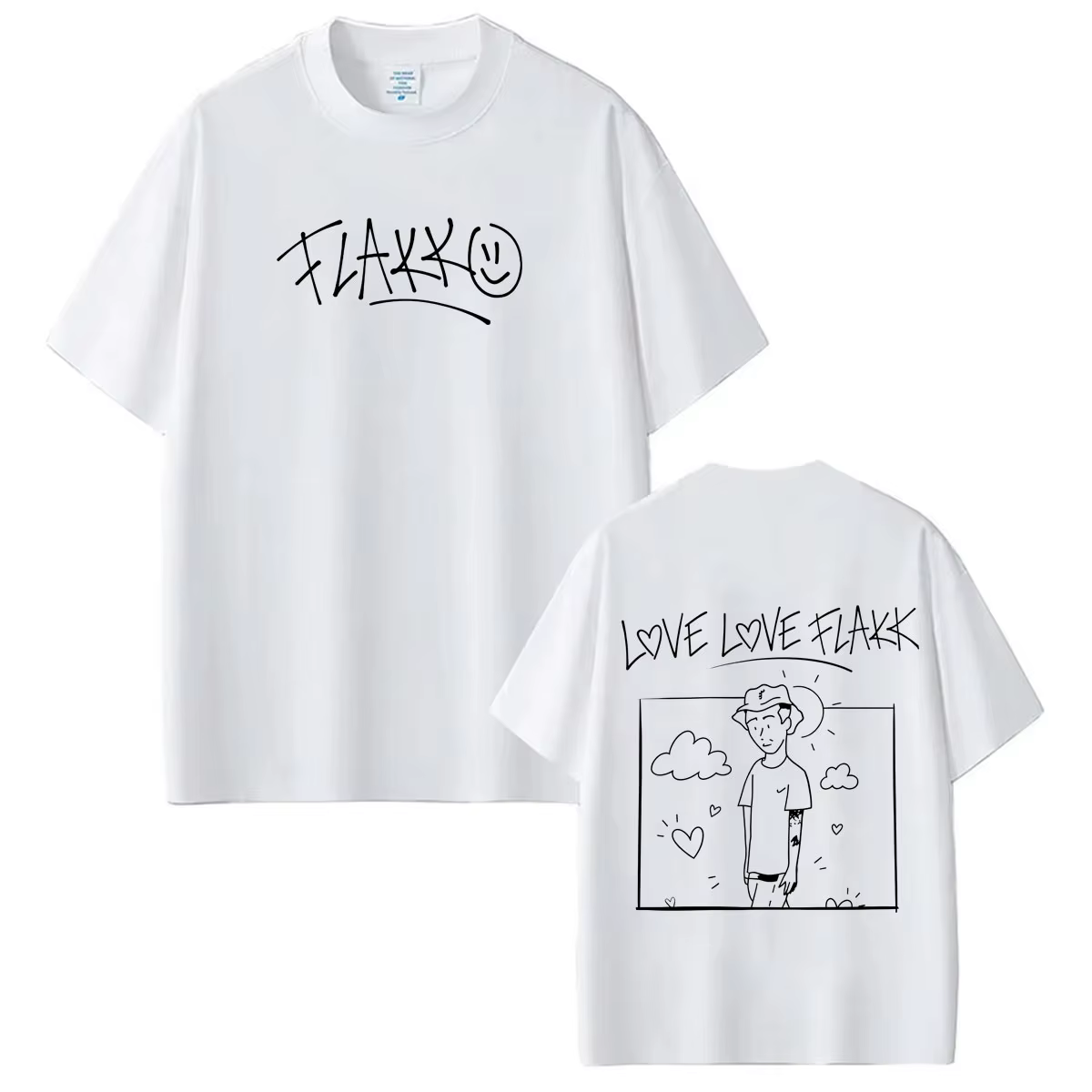 T-shirt imprimé du tour de l'album 2026 du rappeur RELS B Love Love Flakk, 100% coton, vêtements uni