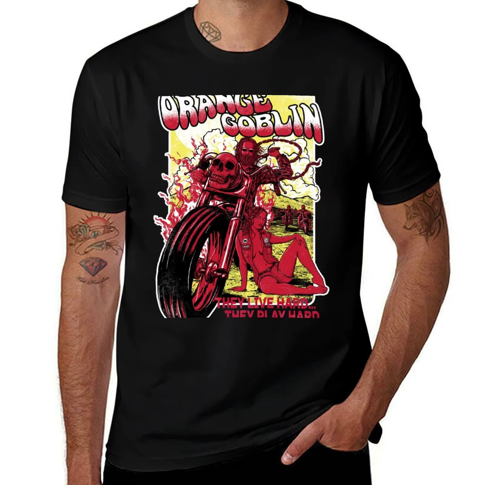 T-shirt Orange Goblin Poster, T-shirt sportif décontracté à séchage rapide