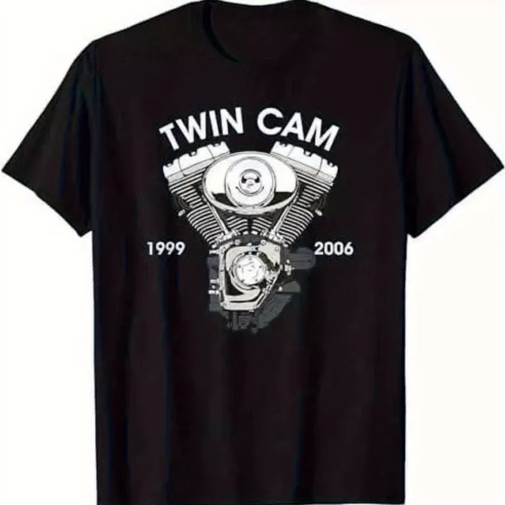 T-shirt graphique avec design vintage de moteur de moto Twin Cam V-Twin de 1994 à 2006, adapté à tou