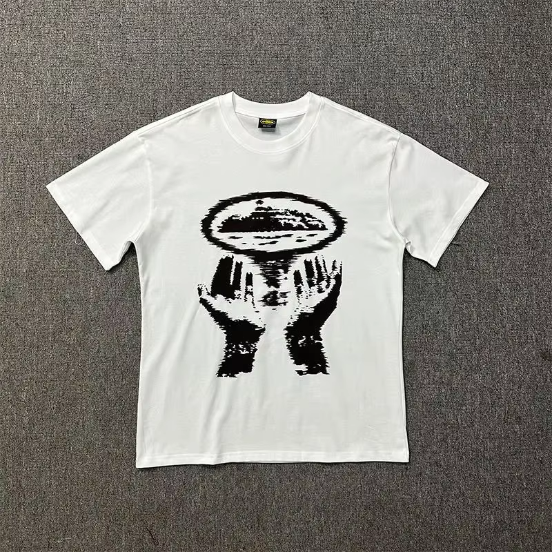 T-shirt imprimé en coton pour homme, vêtements de mode urbaine, style avant-gardiste, design rétro s