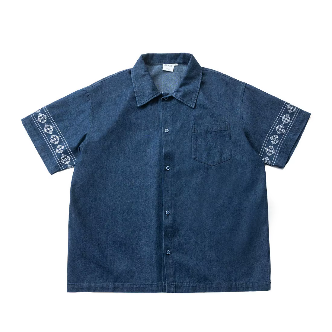 Chemise en jean rétro brodée style streetwear japonais pour hommes et femmes, coupe ample décontract