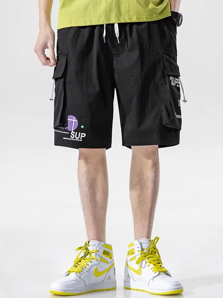 Shorts cargo streetwear japonais d'été multi-poches, style hip-hop, coupe ample, pour le sport et la