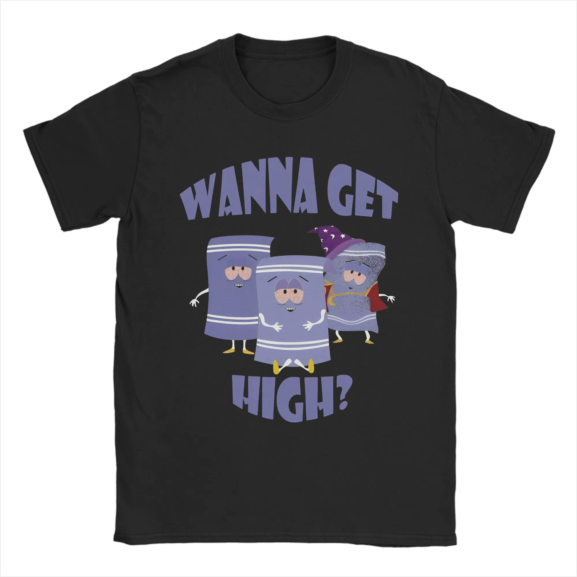 Souths parked Comedy Humorous Merch T-shirt pour hommes et femmes en pur coton imprimé Towelie Wanna