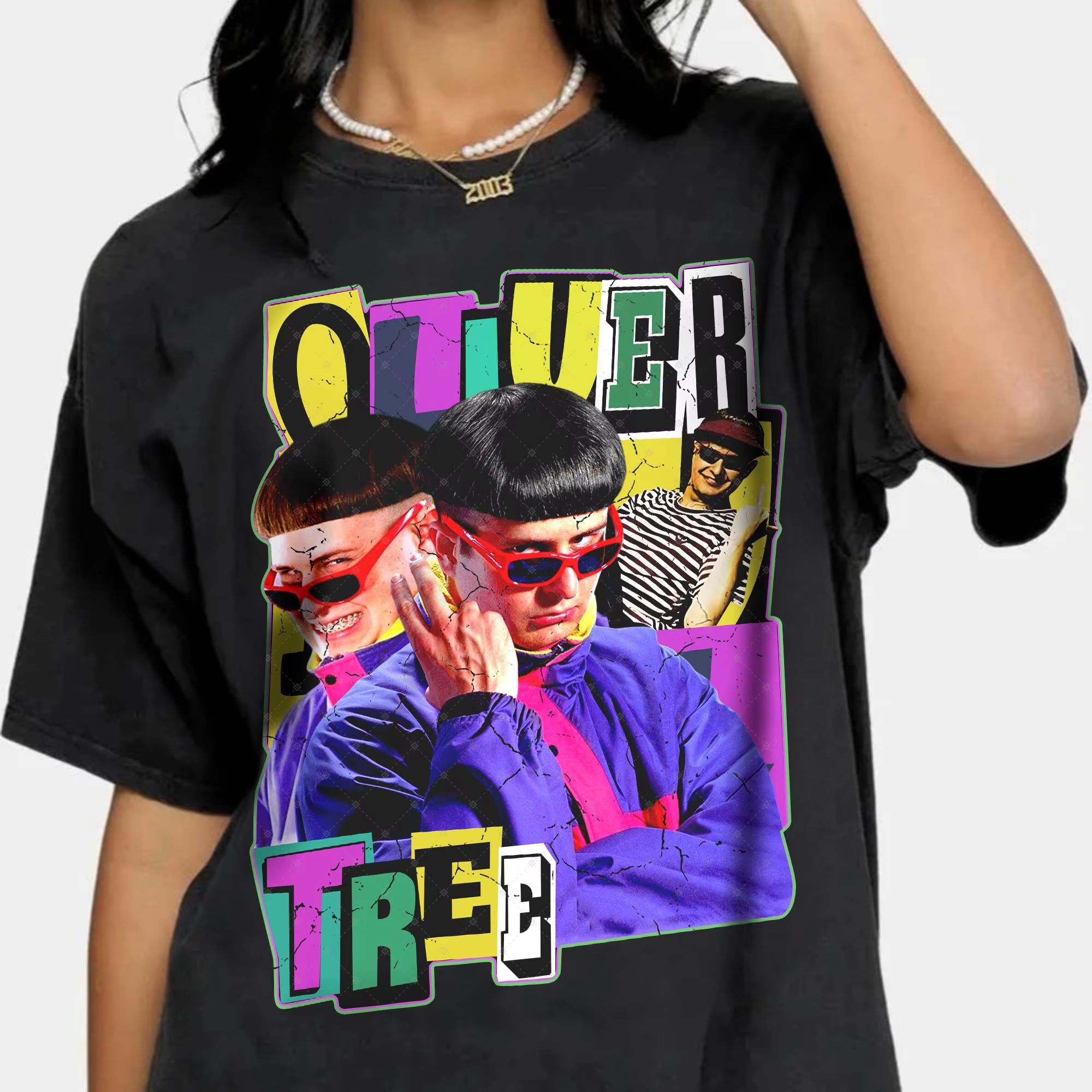 T-shirt unisexe Oliver Tree rétro vintage imprimé, collection été 2026, 100 % coton, style Y2K, popu