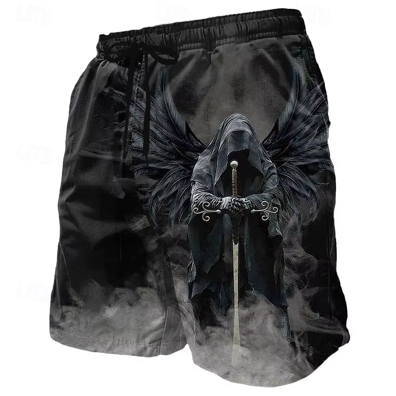 3d ange dieu imprimer maillot de bain pour hommes rue hip hop punk shorts décontractés hommes été sh