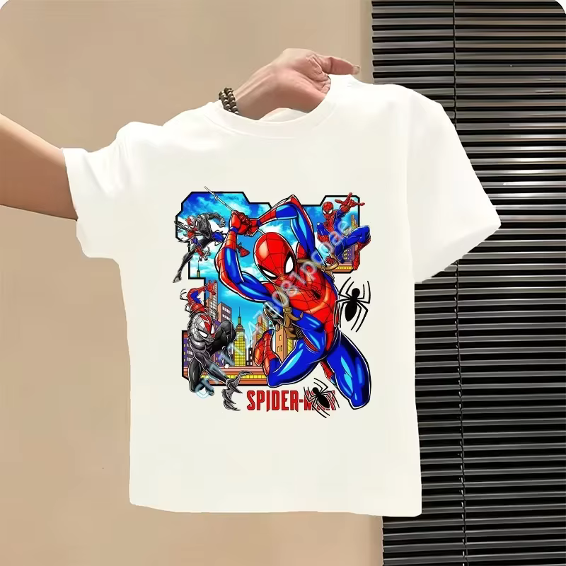 T-Shirt Marvel Ultimate Spider-Man pour enfants, 100% coton, T-shirt mignon Chibi Spiderman pour gar