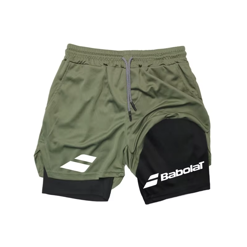 Shorts de sport 2-en-1 pour hommes, course à pied, jogging, séchage rapide, extensibles, compression