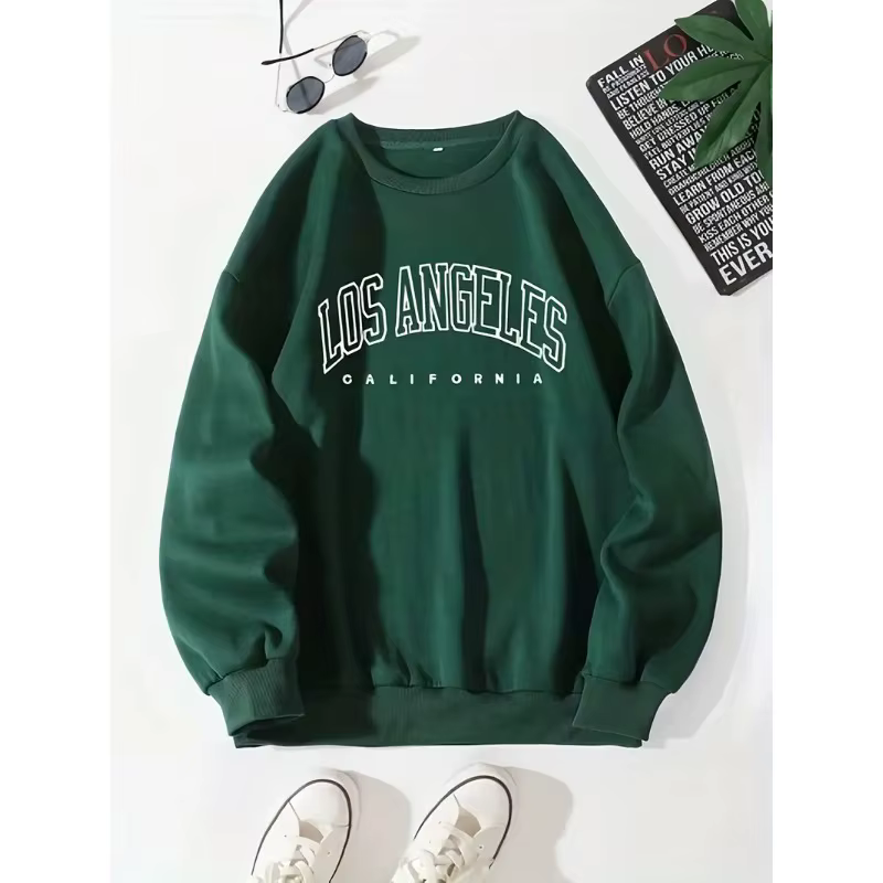 Sweat à capuche imprimé Los Angeles, manches longues, col rond, pulls décontractés, pour l'hiver et 