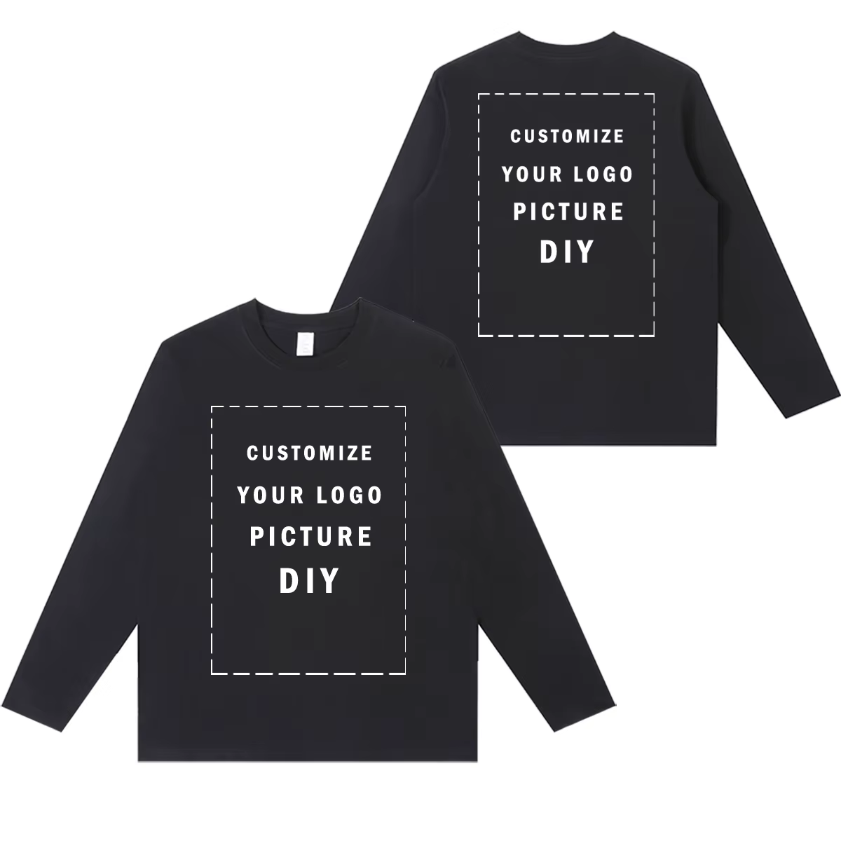 T-Shirt à Manches sulfPersonnalisé pour Homme et Femme, 100% Coton, à la Mode, avec Votre Logo/Image